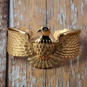 Gold Eagle Cuff with White Zircon Eye